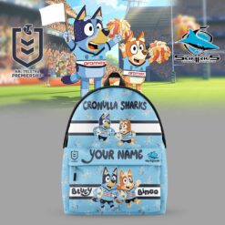 Auspiritmerch Cronulla-Sutherland Sharks x Bluey and Bingo Back Pack Custom Name For Fans