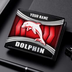 Auspiritmerch Dolphins Personalized Leather Wallet Gift For Fans