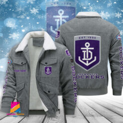 Auspiritmerch Fremantle Football Personalized Style Fleece Thermal Cotton Jacket