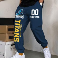 Auspiritmerch Gold Coast Titans Custom Name And Number Long Pants Joggers Gift For Fans