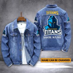 Auspiritmerch Gold Coast Titans Personalized Denim Jacket Gift For Fans