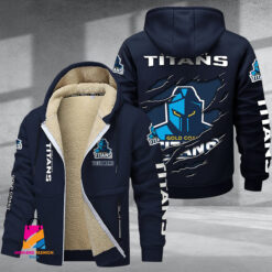 Auspiritmerch Gold Coast Titans Personalized Hooded Fleece Thermal Cotton Jacket Gift For Fans