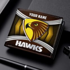 Auspiritmerch Hawthorn Football Club Personalized Leather Wallet Gift For Fans