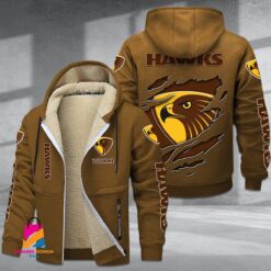 Auspiritmerch Hawthorn Football Personalized Hooded Fleece Thermal Cotton Jacket Gift For Fans