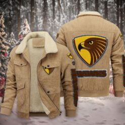 Auspiritmerch Hawthorn Football Style Fleece Thermal Cotton Jacket