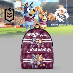 Auspiritmerch Manly Sea Eagles x Bluey and Bingo Back Pack Custom Name For Fans