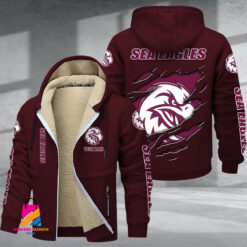Auspiritmerch Manly Warringah Sea Eagles Personalized Hooded Fleece Thermal Cotton Jacket Gift For Fans
