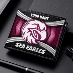 Auspiritmerch Manly Warringah Sea Eagles Personalized Leather Wallet Gift For Fans