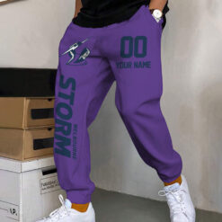 Auspiritmerch Melbourne Storm Custom Name And Number Long Pants Joggers Gift For Fans