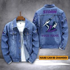 Auspiritmerch Melbourne Storm Personalized Denim Jacket Gift For Fans