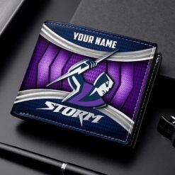 Auspiritmerch Melbourne Storm Personalized Leather Wallet Gift For Fans
