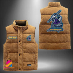 Auspiritmerch Melbourne Storm Personalized Style Sleeveless Puffer Jacket Gift For Fans