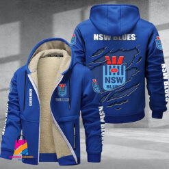 Auspiritmerch New South Wales Blues Personalized Hooded Fleece Thermal Cotton Jacket Gift For Fans