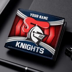 Auspiritmerch Newcastle Knights Personalized Leather Wallet Gift For Fans