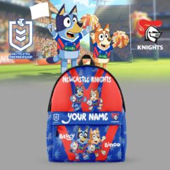 Auspiritmerch Newcastle Knights x Bluey and Bingo Back Pack  Custom Name For Fans