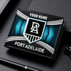 Auspiritmerch Port Adelaide Personalized Leather Wallet Gift For Fans
