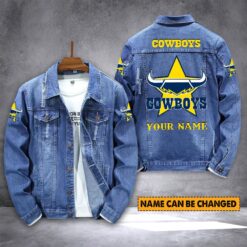 Auspiritmerch North Queensland Cowboys Personalized Denim Jacket Gift For Fans
