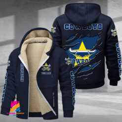 Auspiritmerch North Queensland Cowboys Personalized Hooded Fleece Thermal Cotton Jacket Gift For Fans