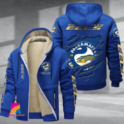Auspiritmerch Parramatta Eels Personalized Hooded Fleece Thermal Cotton Jacket Gift For Fans