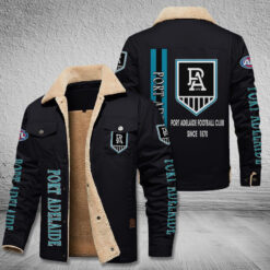 Auspiritmerch Port Adelaide Power Style Fleece Thermal Cotton Jacket