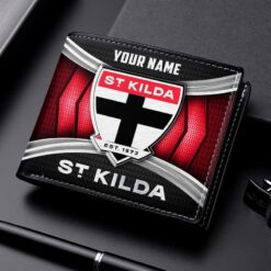 Auspiritmerch St Kilda Football Club Personalized Leather Wallet Gift For Fans