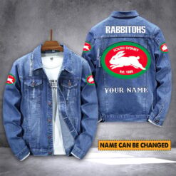 Auspiritmerch South Sydney Rabbitohs Personalized Denim Jacket Gift For Fans