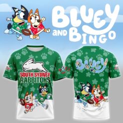 Auspiritmerch South Sydney Rabbitohs x Bluey and Bingo T Shirt Gift For Fans