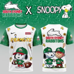 Auspiritmerch South Sydney Rabbitohs x Peanuts and Snoopy T Shirt Gift For Fans