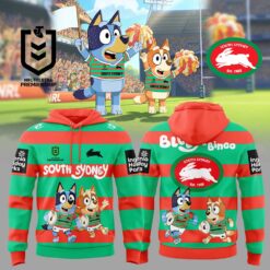 Auspiritmerch South Sydney Rabbitohs x Bluey and Bingo Hoodie V2