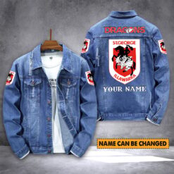 Auspiritmerch St. George Illawarra Dragons Personalized Denim Jacket Gift For Fans