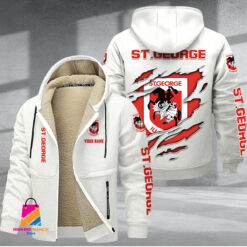 Auspiritmerch St. George Illawarra Dragons Personalized Hooded Fleece Thermal Cotton Jacket Gift For Fans