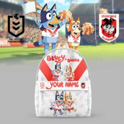 Auspiritmerch St. George Illawarra Dragons x Bluey and Bingo Back Pack Custom Name For Fans