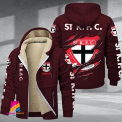 Auspiritmerch St Kilda Football Personalized Hooded Fleece Thermal Cotton Jacket Gift For Fans