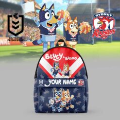 Auspiritmerch Sydney Roosters x Bluey and Bingo Back Pack Custom Name For Fans