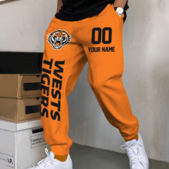 Auspiritmerch Wests Tigers Custom Name And Number Long Pants Joggers Gift For Fans