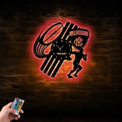 Auspiritmerch Melbourne Demons Vinyl Clock With Led For Home Gifts For Fans