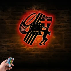 Auspiritmerch St Kilda Saints Vinyl Clock With Led For Home Gifts For Fans