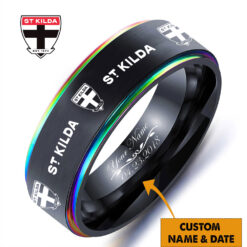 Auspiritmerch St Kilda Saints Personalized Engraved Ring Gift For Fans