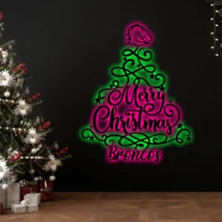Auspiritmerch Brisbane Broncos x Christmas Tree Wall Art LED Gifts For Fans