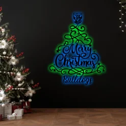 Auspiritmerch Canterbury-Bankstown Bulldogs x Christmas Tree Wall Art LED Gifts For Fans