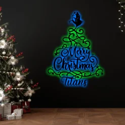 Auspiritmerch Gold Coast Titans x Christmas Tree Wall Art LED Gifts For Fans