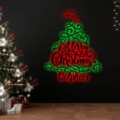 Auspiritmerch Dolphins x Christmas Tree Wall Art LED Gifts For Fans
