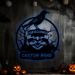 Auspiritmerch Geelong Cats x Halloween Personalized Wall Art LED Gifts For Fans