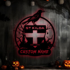 Auspiritmerch St Kilda Saints x Halloween Personalized Wall Art LED Gifts For Fans