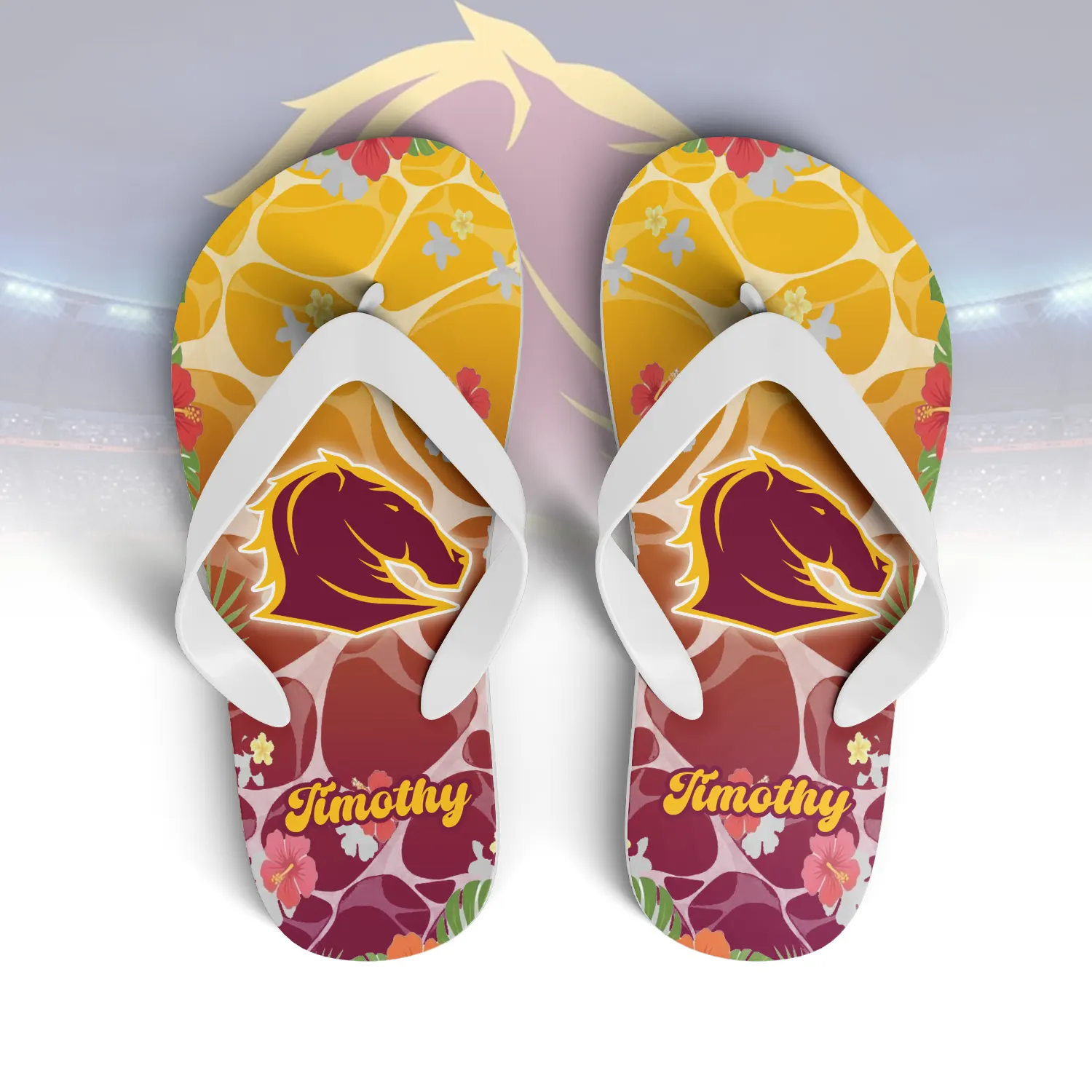 Auspiritmerch Brisbane Broncos Personalized Flip Flops Gift For Fans