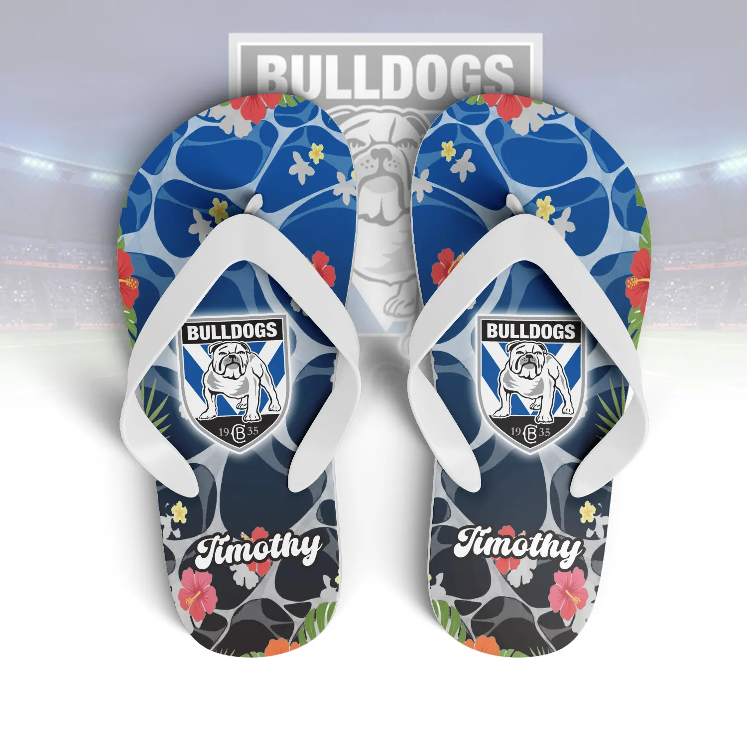 Auspiritmerch Canterbury-Bankstown Bulldogs Personalized Flip Flops Gift For Fans