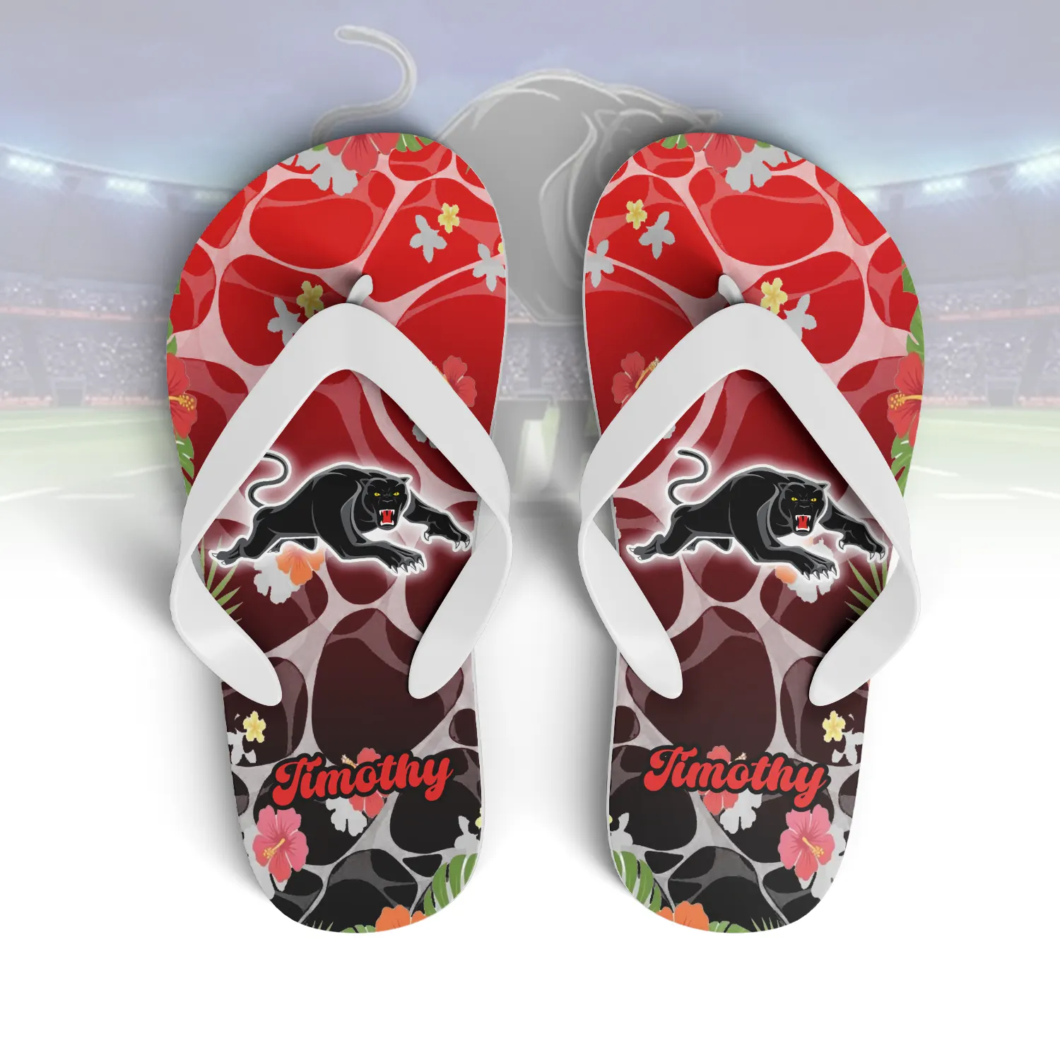 Auspiritmerch Penrith Panthers Personalized Flip Flops Gift For Fans