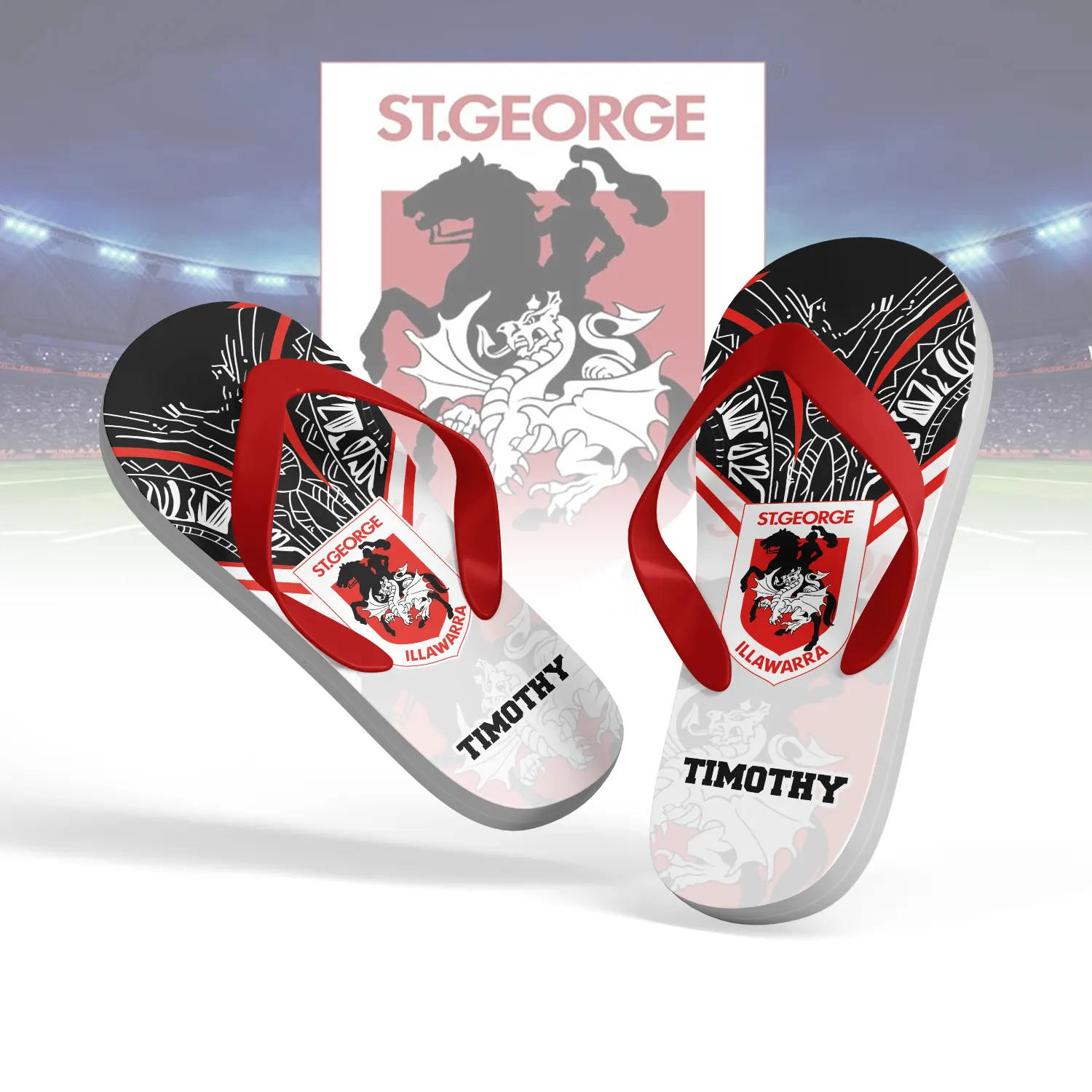 Auspiritmerch St. George Illawarra Dragons Personalized Flip Flops Gift For Fans