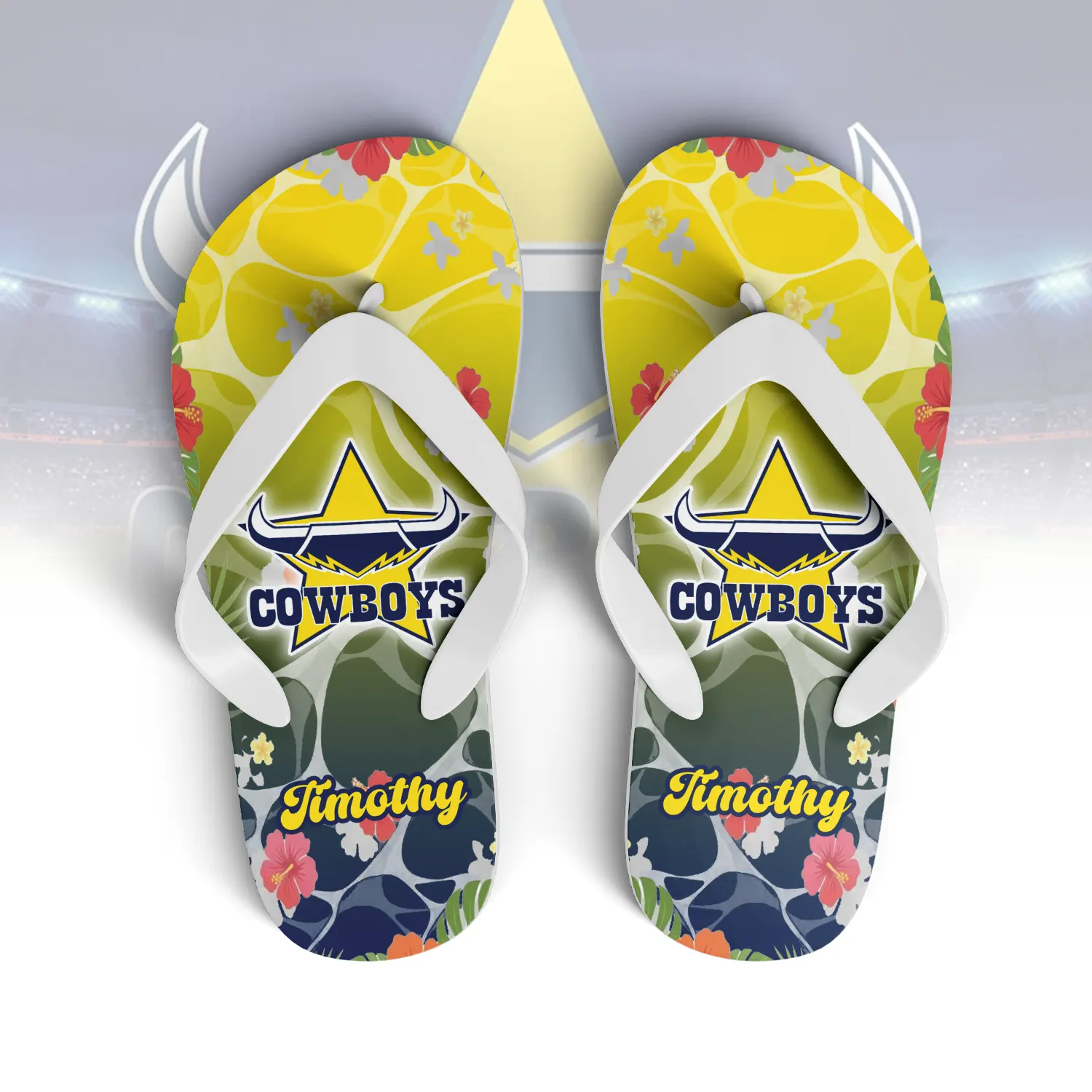 Auspiritmerch North Queensland Cowboys Personalized Flip Flops Gift For Fans