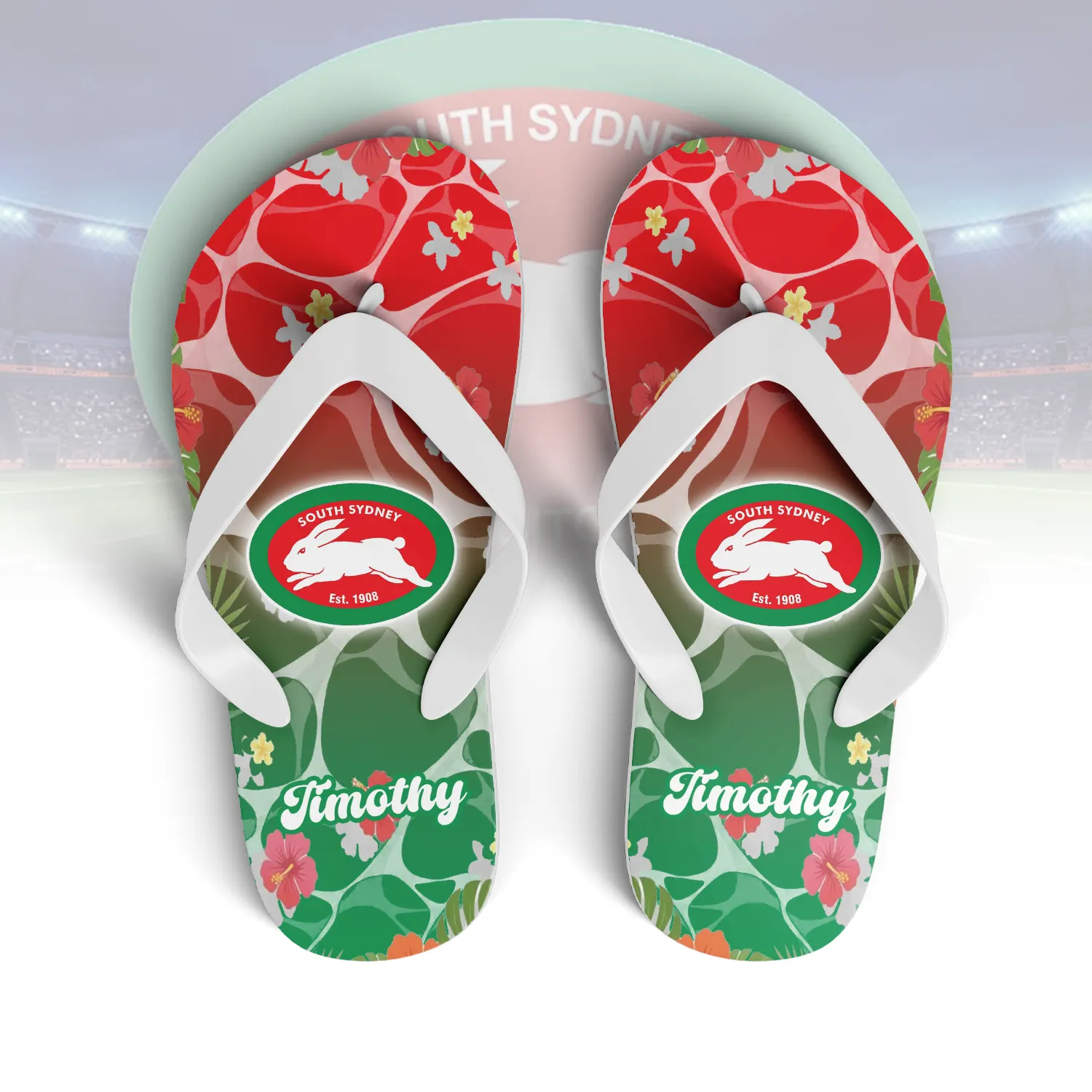 Auspiritmerch South Sydney Rabbitohs Personalized Flip Flops Gift For Fans